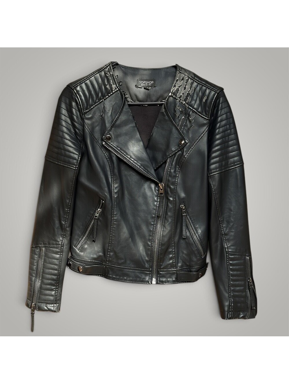 Topshop Black Faux Leather Jacket | US 4